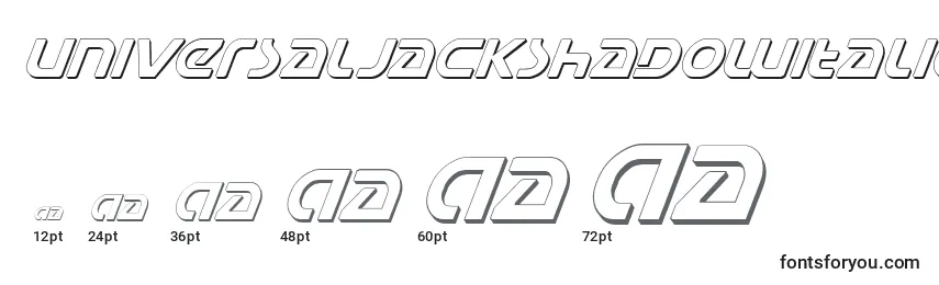 Размеры шрифта UniversalJackShadowItalic