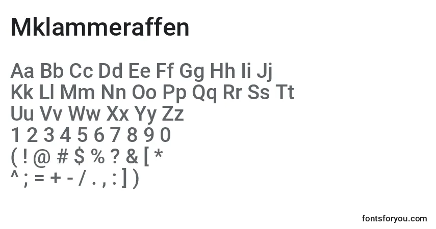 A fonte Mklammeraffen – alfabeto, números, caracteres especiais
