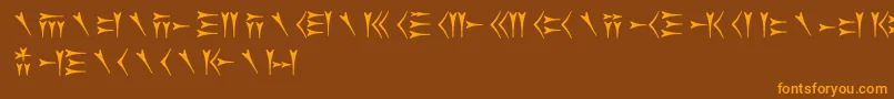 Oldpersiancuneiform-Schriftart – Orangefarbene Schriften auf braunem Hintergrund