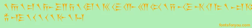 Oldpersiancuneiform Font – Orange Fonts on Green Background