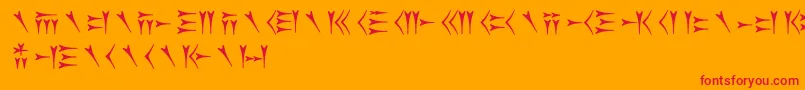 Oldpersiancuneiform-Schriftart – Rote Schriften auf orangefarbenem Hintergrund