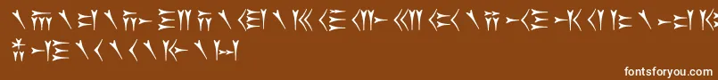 Oldpersiancuneiform-Schriftart – Weiße Schriften auf braunem Hintergrund