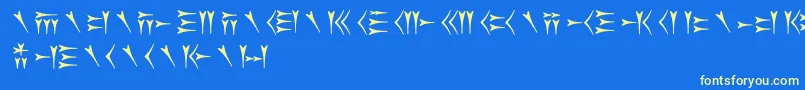 Oldpersiancuneiform Font – Yellow Fonts on Blue Background