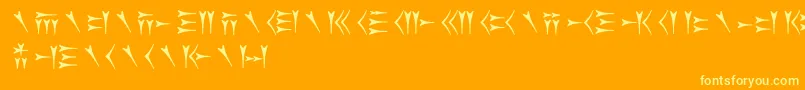 Oldpersiancuneiform Font – Yellow Fonts on Orange Background