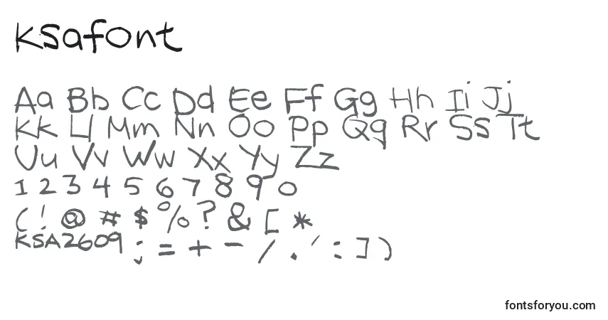 Schriftart Ksafont – Alphabet, Zahlen, spezielle Symbole