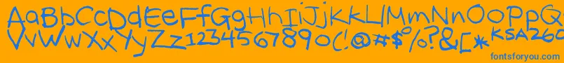 Ksafont-Schriftart – Blaue Schriften auf orangefarbenem Hintergrund