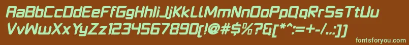 フォントPlatformoneBlackitalic – 緑色の文字が茶色の背景にあります。