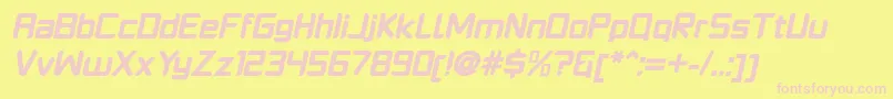 PlatformoneBlackitalic-fontti – vaaleanpunaiset fontit keltaisella taustalla