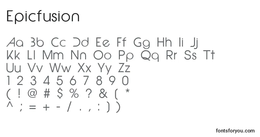 Fuente Epicfusion - alfabeto, números, caracteres especiales