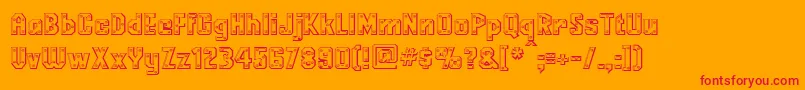 MessingLettern-Schriftart – Rote Schriften auf orangefarbenem Hintergrund