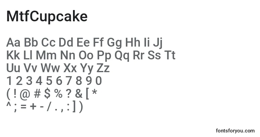 A fonte MtfCupcake – alfabeto, números, caracteres especiais