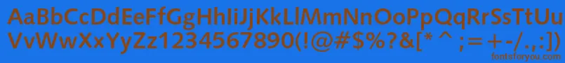 フォントHumanist531cbtBold – 茶色の文字が青い背景にあります。