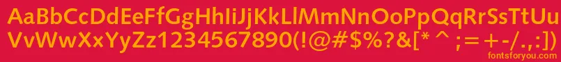 フォントHumanist531cbtBold – 赤い背景にオレンジの文字