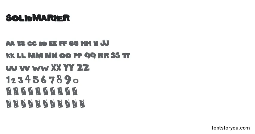 Czcionka Solidmarker – alfabet, cyfry, specjalne znaki