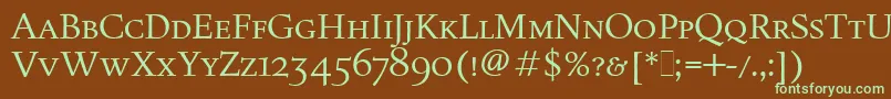 Шрифт FiguralSmallCapsLetPlain.1.0 – зелёные шрифты на коричневом фоне