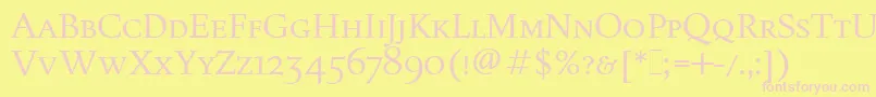 FiguralSmallCapsLetPlain.1.0 Font – Pink Fonts on Yellow Background