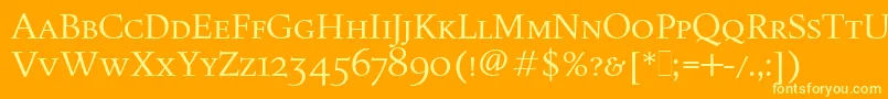 FiguralSmallCapsLetPlain.1.0-Schriftart – Gelbe Schriften auf orangefarbenem Hintergrund