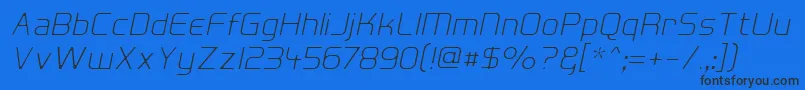 HallFeticaDecomposeItalic Font – Black Fonts on Blue Background