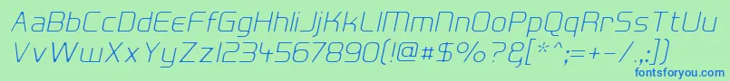 HallFeticaDecomposeItalic-Schriftart – Blaue Schriften auf grünem Hintergrund