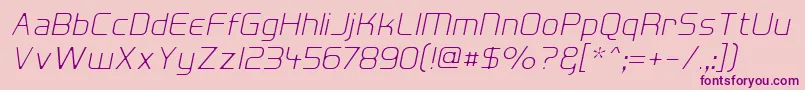 HallFeticaDecomposeItalic-fontti – violetit fontit vaaleanpunaisella taustalla