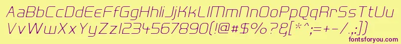 HallFeticaDecomposeItalic Font – Purple Fonts on Yellow Background