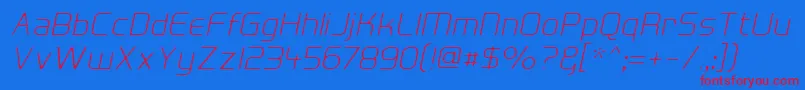HallFeticaDecomposeItalic Font – Red Fonts on Blue Background