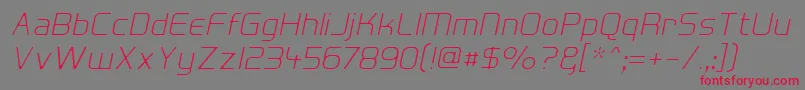 HallFeticaDecomposeItalic Font – Red Fonts on Gray Background