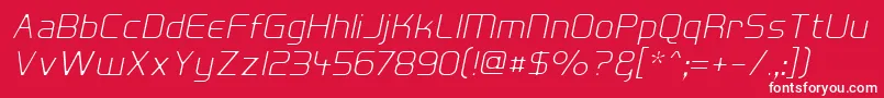 Czcionka HallFeticaDecomposeItalic – białe czcionki na czerwonym tle