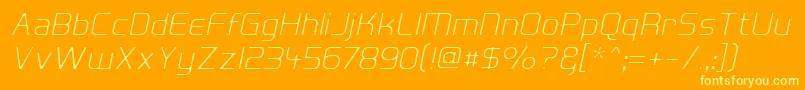HallFeticaDecomposeItalic-Schriftart – Gelbe Schriften auf orangefarbenem Hintergrund