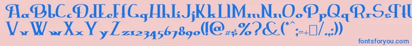 フォントErasmusi – ピンクの背景に青い文字