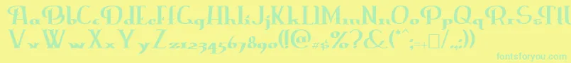 フォントErasmusi – 黄色い背景に緑の文字