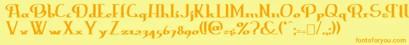 Erasmusi-Schriftart – Orangefarbene Schriften auf gelbem Hintergrund
