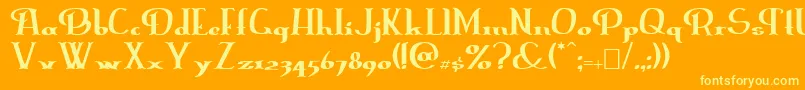 フォントErasmusi – オレンジの背景に黄色の文字