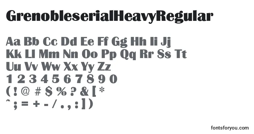 Czcionka GrenobleserialHeavyRegular – alfabet, cyfry, specjalne znaki