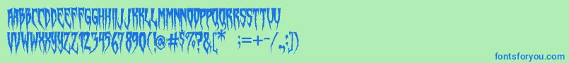 フォントSwampWitch – 青い文字は緑の背景です。