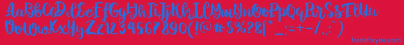 ChelseaBrushScript Font – Blue Fonts on Red Background