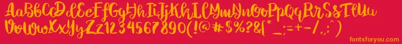 ChelseaBrushScript Font – Orange Fonts on Red Background