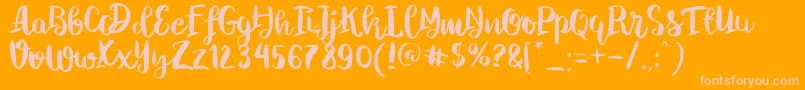 ChelseaBrushScript Font – Pink Fonts on Orange Background