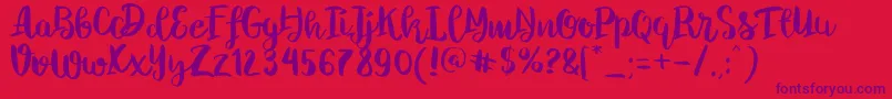 Fonte ChelseaBrushScript – fontes roxas em um fundo vermelho