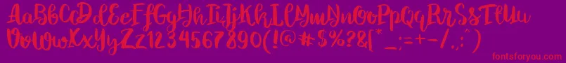 ChelseaBrushScript-Schriftart – Rote Schriften auf violettem Hintergrund
