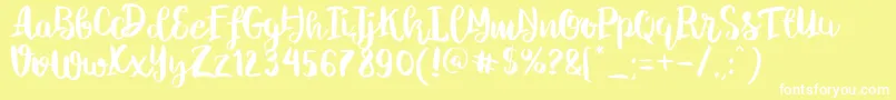 ChelseaBrushScript-Schriftart – Weiße Schriften auf gelbem Hintergrund