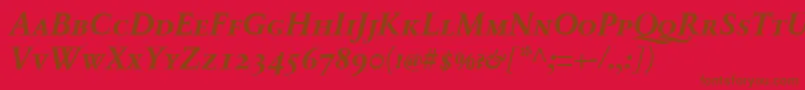 SabonnextLtBoldItalicSmallCaps Font – Brown Fonts on Red Background