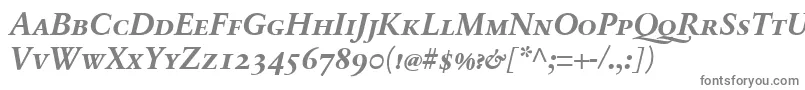 SabonnextLtBoldItalicSmallCaps-fontti – harmaat kirjasimet valkoisella taustalla