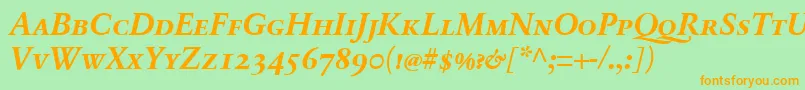 SabonnextLtBoldItalicSmallCaps Font – Orange Fonts on Green Background