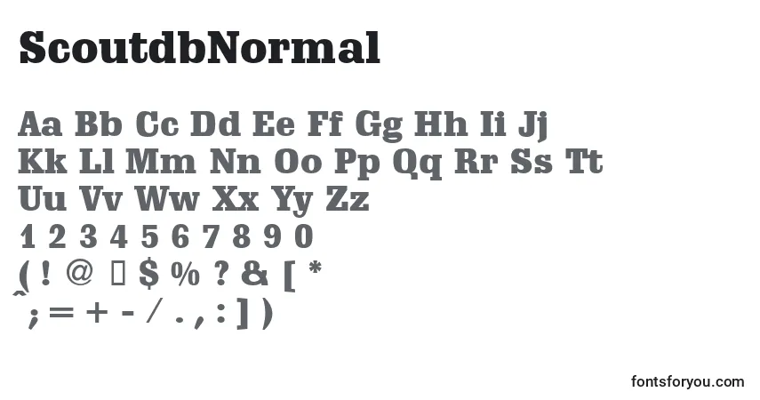 characters of scoutdbnormal font, letter of scoutdbnormal font, alphabet of  scoutdbnormal font