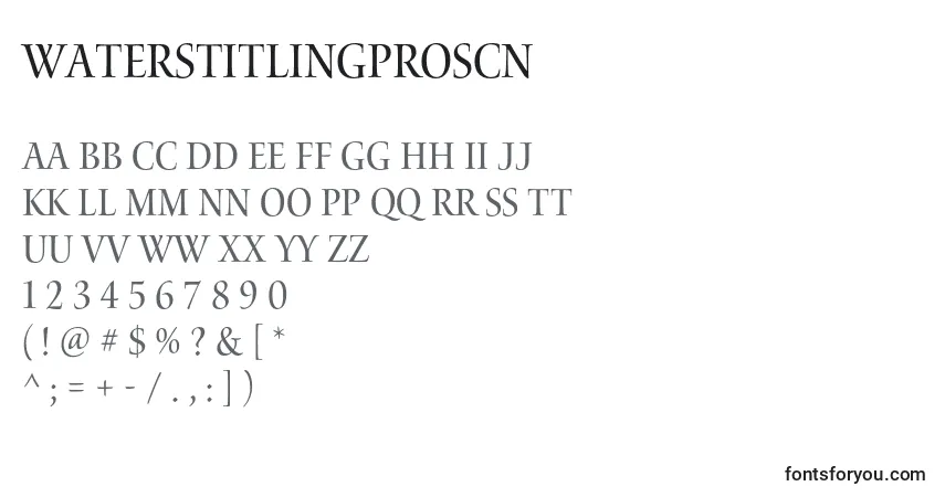 WaterstitlingproScn-fontti – aakkoset, numerot, erikoismerkit