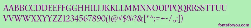 WaterstitlingproScn Font – Purple Fonts on Green Background