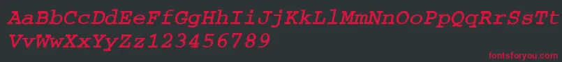 フォントCourierBoldoA – 黒い背景に赤い文字