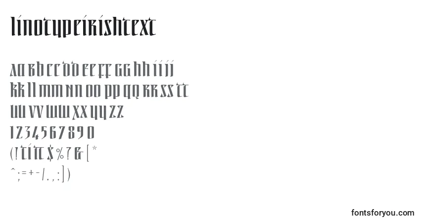 Czcionka Linotypeirishtext – alfabet, cyfry, specjalne znaki