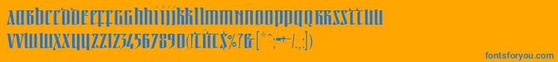 Linotypeirishtext Font – Blue Fonts on Orange Background